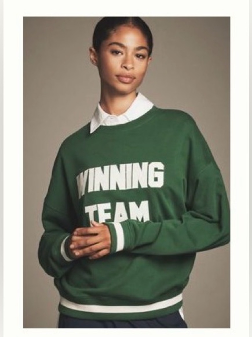 🆕 Beach Riot x Anthropologie Cotton
Pullover Sweatshirt green & white sz Large